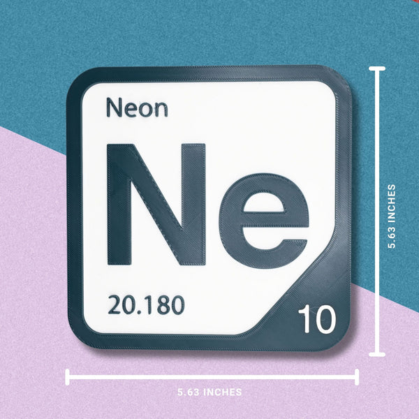NEON Periodic Table Tile – Educational Wall Art for Science Lovers, 5.6 x 5.6 Inches