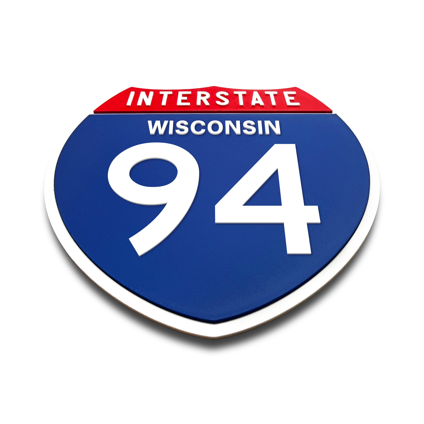 Interstate 94 Wisconsin road sign replica flat view