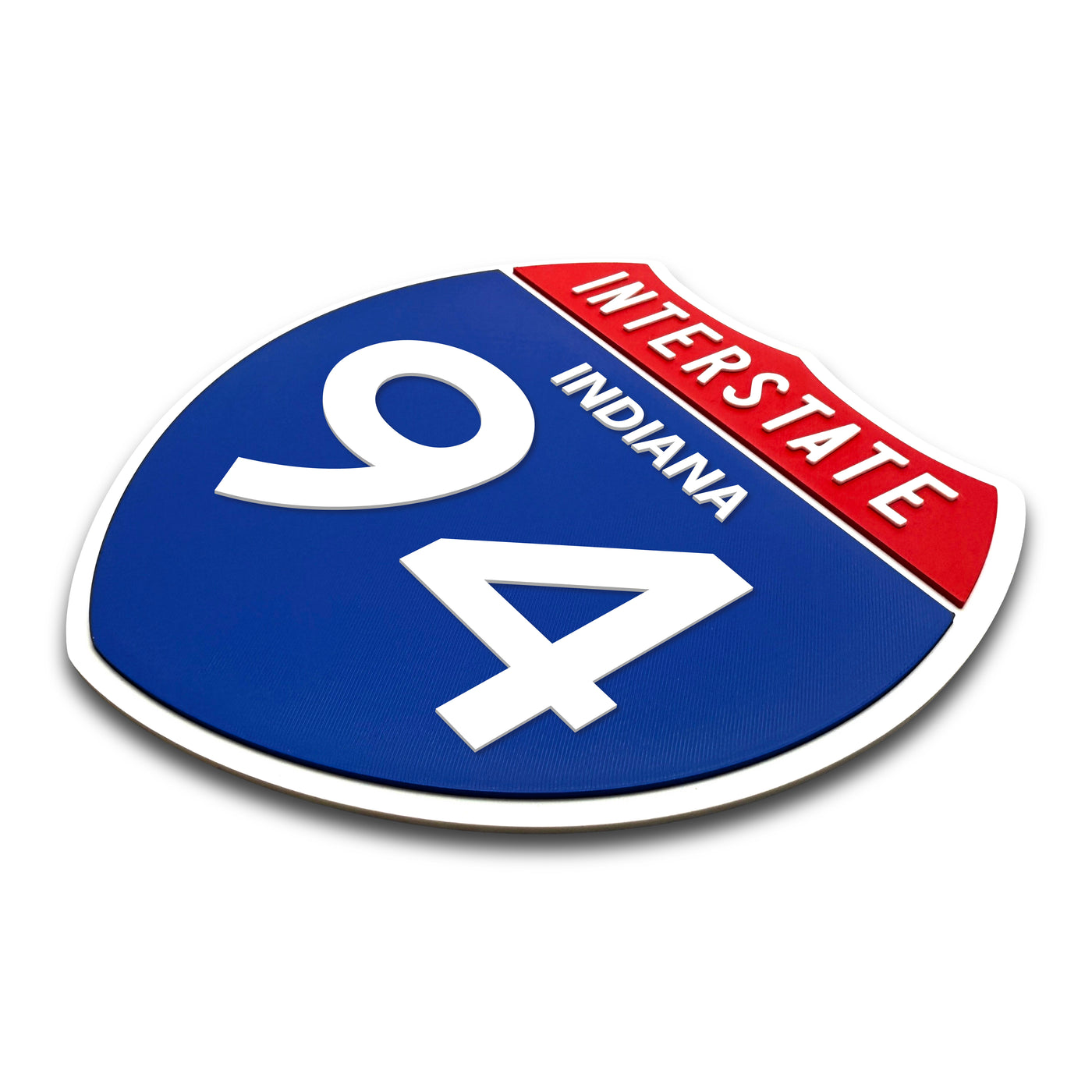 Interstate 94Indiana road sign replica three-quarter view