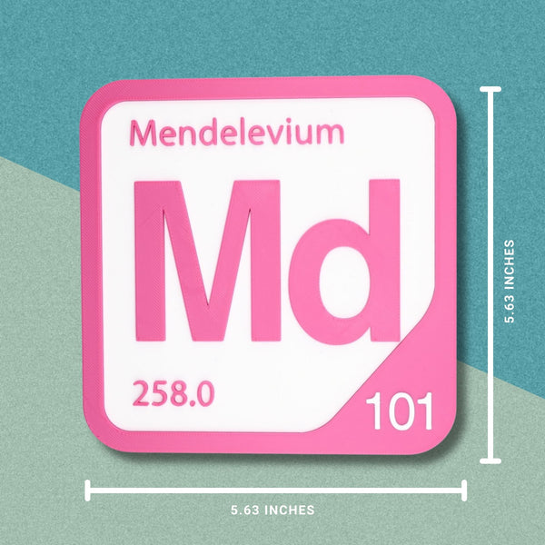 MENDELEVIUM Periodic Table Tile – Educational Wall Art for Science Lovers, 5.6 x 5.6 Inches