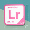 LAWRENCIUM Periodic Table Tile – Educational Wall Art for Science Lovers, 5.6 x 5.6 Inches