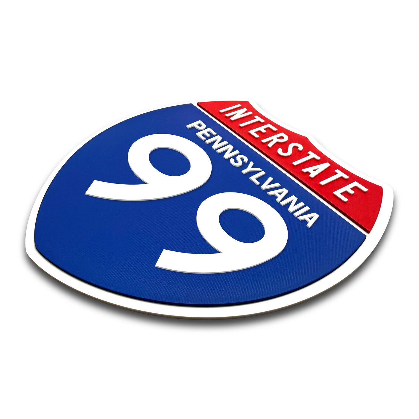 Interstate 99 Pennsylvania road sign replica three-quarter view