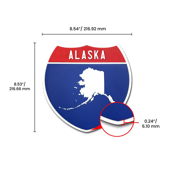 Alaska Interstate Shield Silhouette sign dimension view