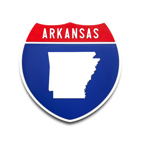 Arkansas Interstate Shield Silhouette sign front view