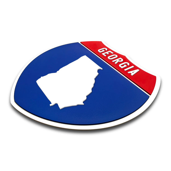 Georgia Interstate Shield Silhouette sign three quarter view