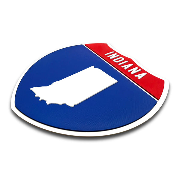 Indiana Interstate Shield Silhouette sign three quarter view