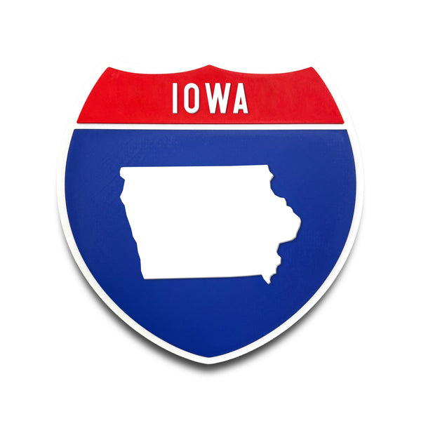 Iowa Interstate Shield Silhouette sign front view