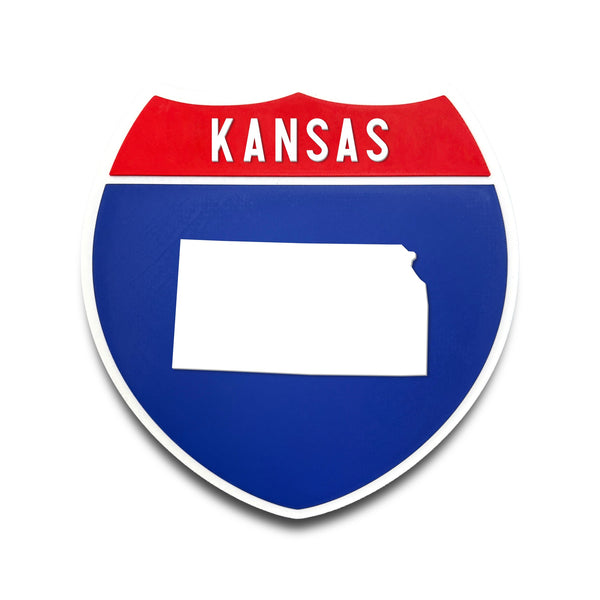 Kansas Interstate Shield Silhouette sign front view