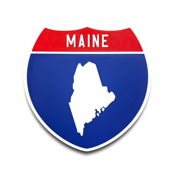 Maine Interstate Shield Silhouette sign front view