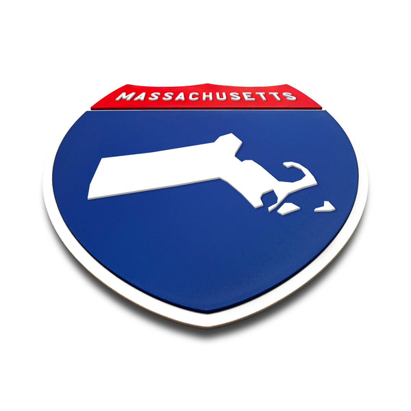 Massachusetts Interstate Shield Silhouette sign flat view