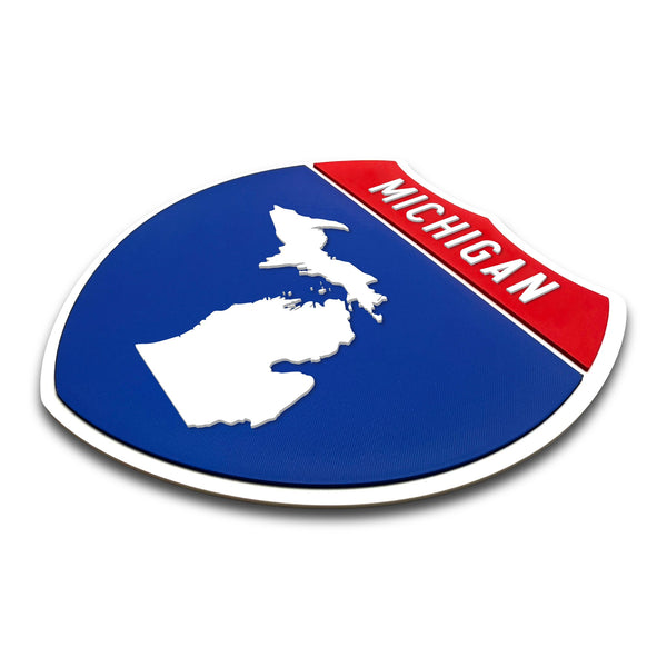 Michigan Interstate Shield Silhouette sign three quarter view