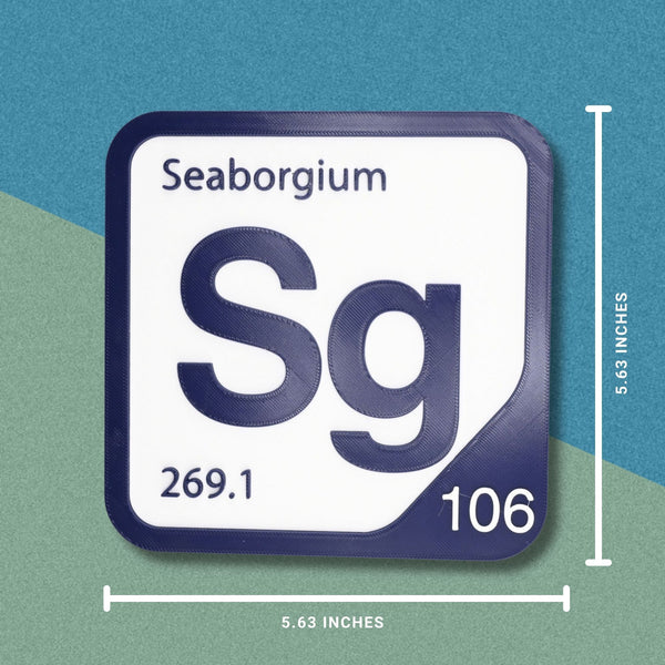 SEABORGIUM Periodic Table Tile – Educational Wall Art for Science Lovers, 5.6 x 5.6 Inches