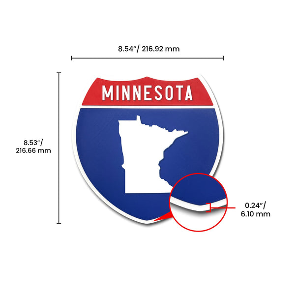 Minnesota Interstate Shield Silhouette sign dimension view
