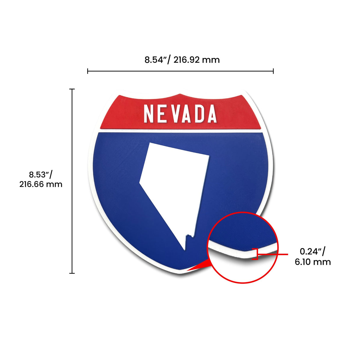 Nevada Interstate Shield Silhouette sign dimension view
