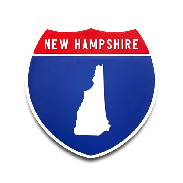 New Hampshire Interstate Shield Silhouette sign front view