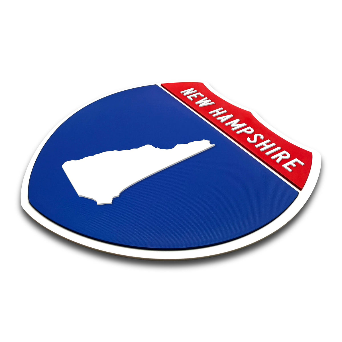 New Hampshire Interstate Shield Silhouette sign three quarter view