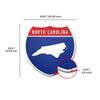 North Carolina Interstate Shield Silhouette sign dimension view