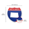 North Dakota Interstate Shield Silhouette sign dimension view