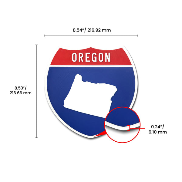 Oregon Interstate Shield Silhouette sign dimension view