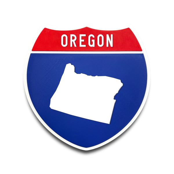 Oregon Interstate Shield Silhouette sign front view