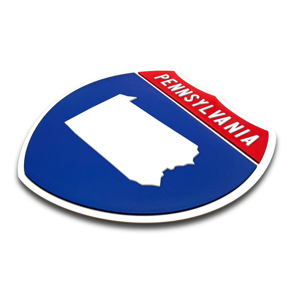 Pennsylvania Interstate Shield Silhouette sign three quarter view
