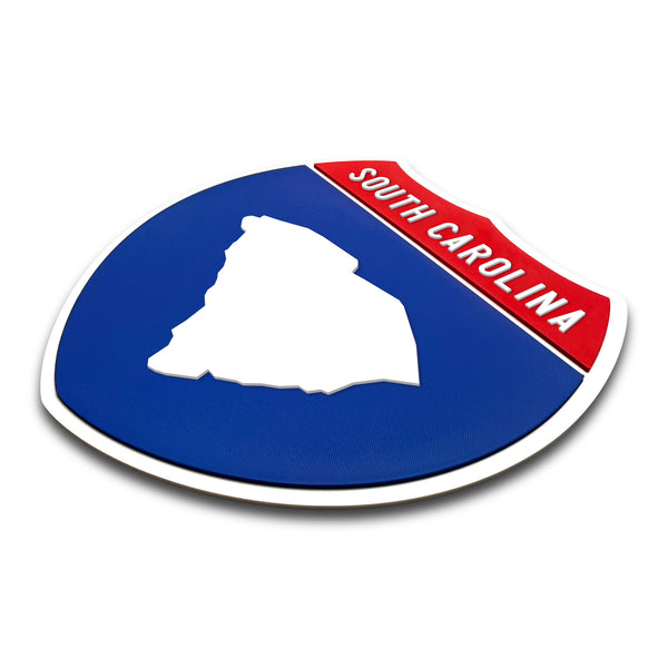 South Carolina Interstate Shield Silhouette sign three quarter view