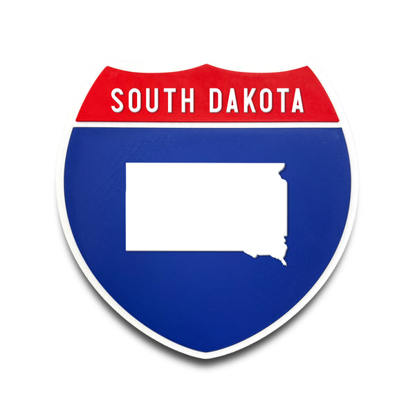 South Dakota Interstate Shield Silhouette sign front view