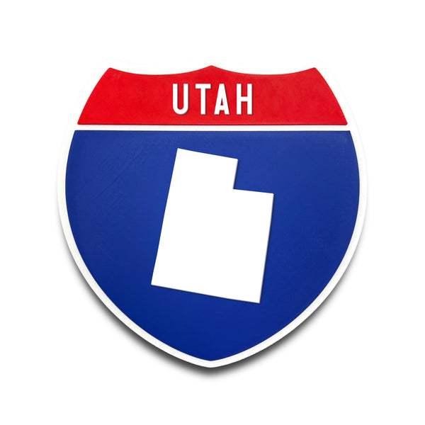Utah Interstate Shield Silhouette sign front view