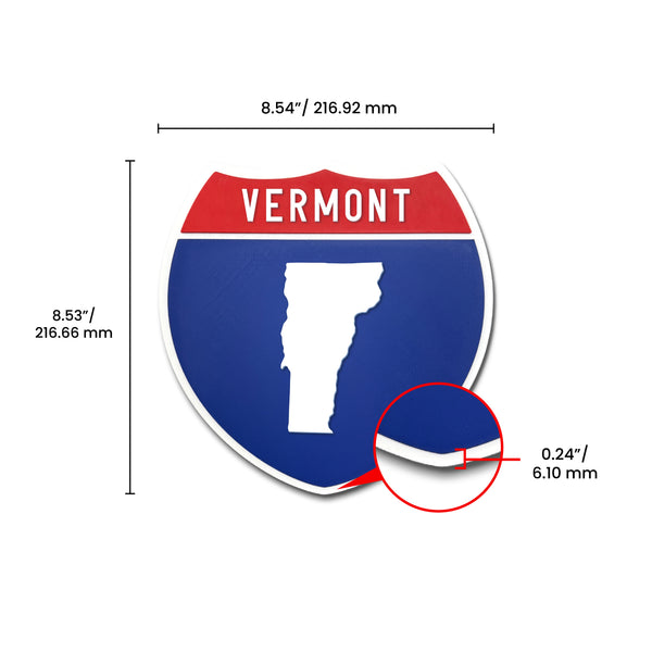 Vermont Interstate Shield Silhouette sign dimension view