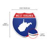 West Virginia Interstate Shield Silhouette sign dimension view