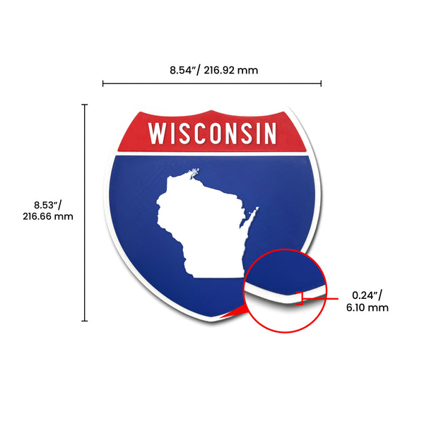 Wisconsin Interstate Shield Silhouette sign dimension view