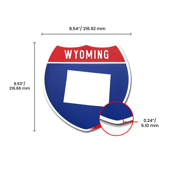 Wyoming Interstate Shield Silhouette sign dimension view