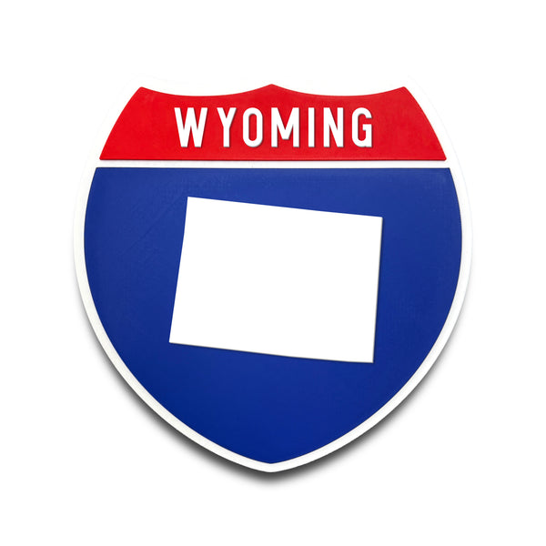 Wyoming Interstate Shield Silhouette sign front view