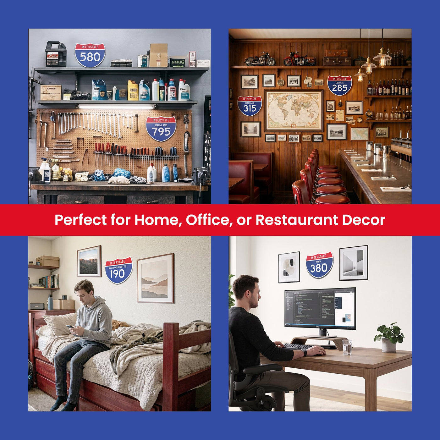 Interstate 610 road sign replica indoor wall decor lifestyle image
