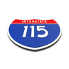 Interstate 115 Number Only road sign replica flat view