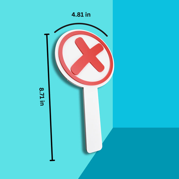 Voting Sign Set – Green Checkmark & Red X, White Handles or Red/Green Handles, 8.71 x 4.81 Inches