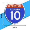 Interstate 10 Road Sign Replica | 8.53 x 8.54 Inches | Blue with White and Red