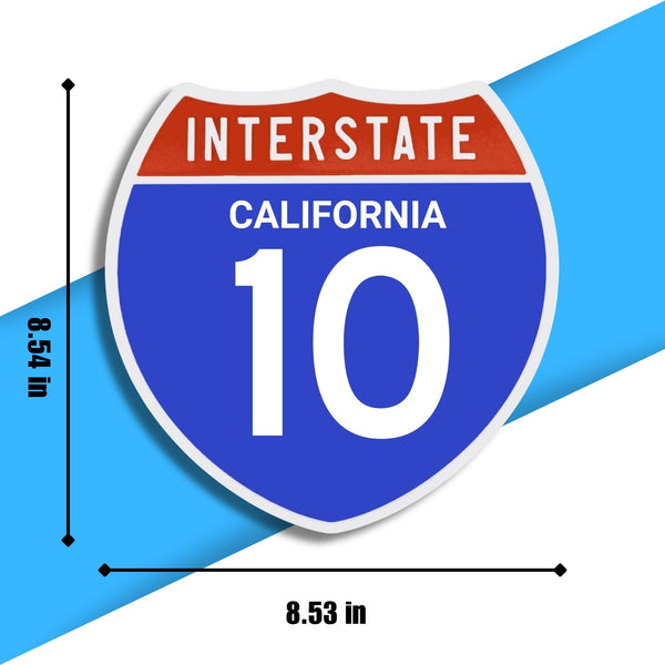 Interstate 10 Road Sign Replica | 8.53 x 8.54 Inches | Blue with White and Red
