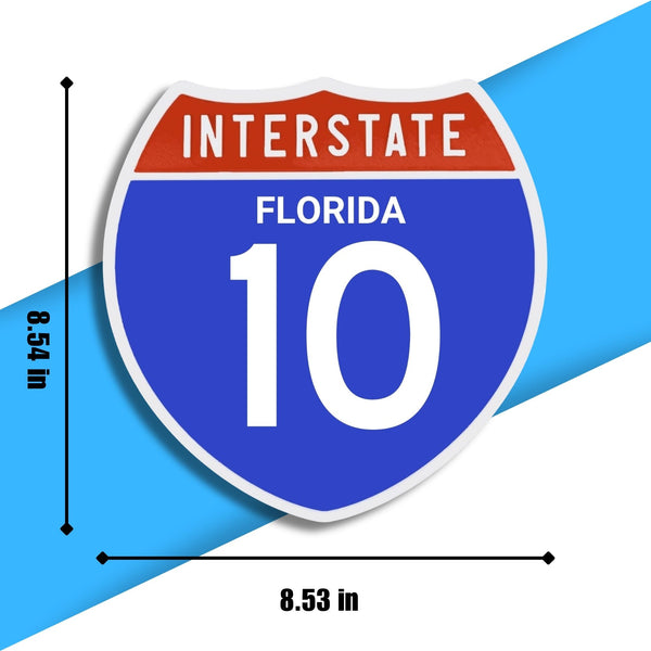 Interstate 10 Road Sign Replica | 8.53 x 8.54 Inches | Blue with White and Red