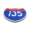 Interstate 135 Number Only road sign replica flat view