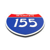 Interstate 155 Number Only road sign replica flat view