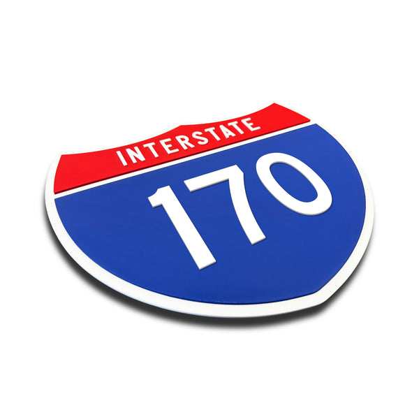 Interstate 170 Number Only road sign replica three quarter view
