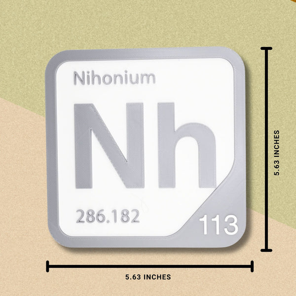NIHONIUM Periodic Table Tile – Educational Wall Art for Science Lovers, 5.6 x 5.6 Inches