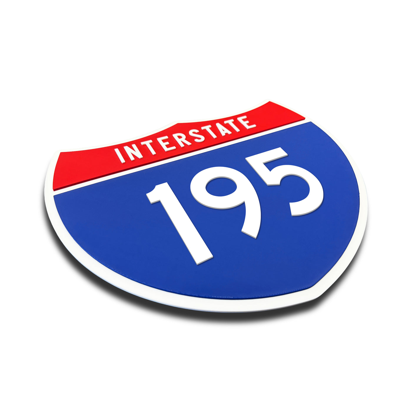 Interstate 195 Number Only road sign replica three quarter view