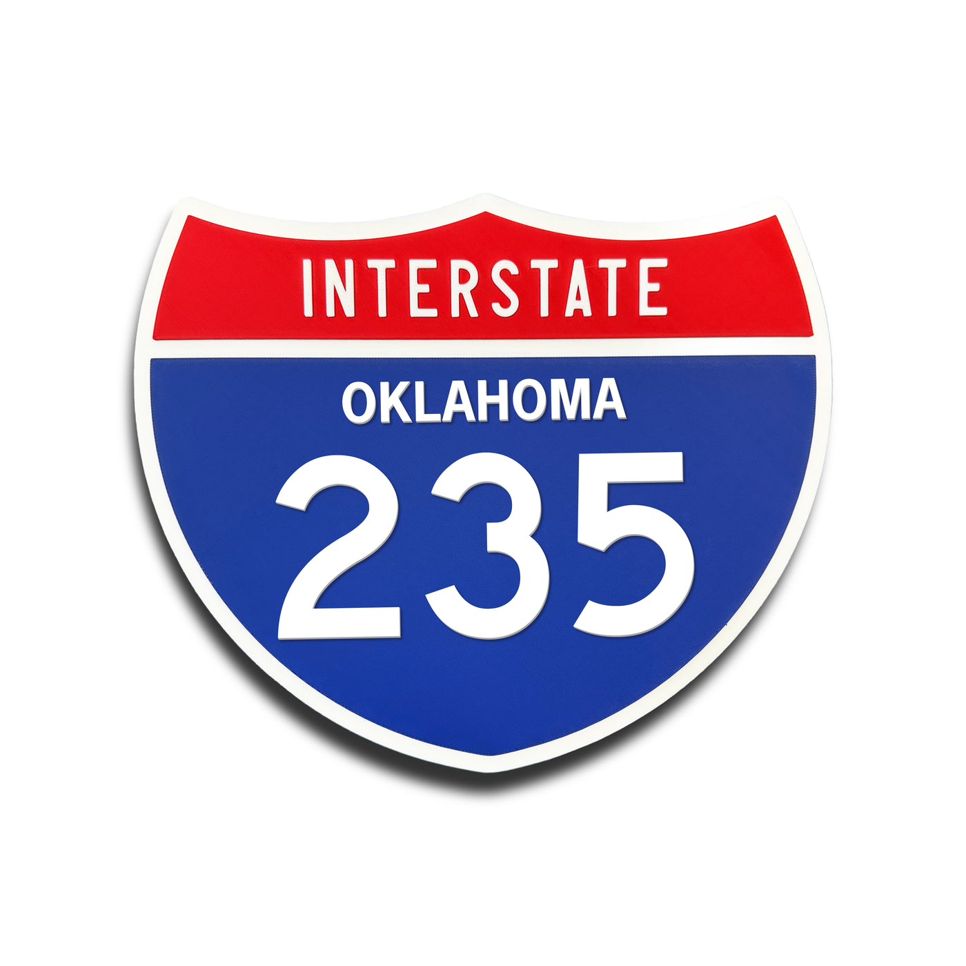 Interstate 235 Oklahoma road sign replica front view