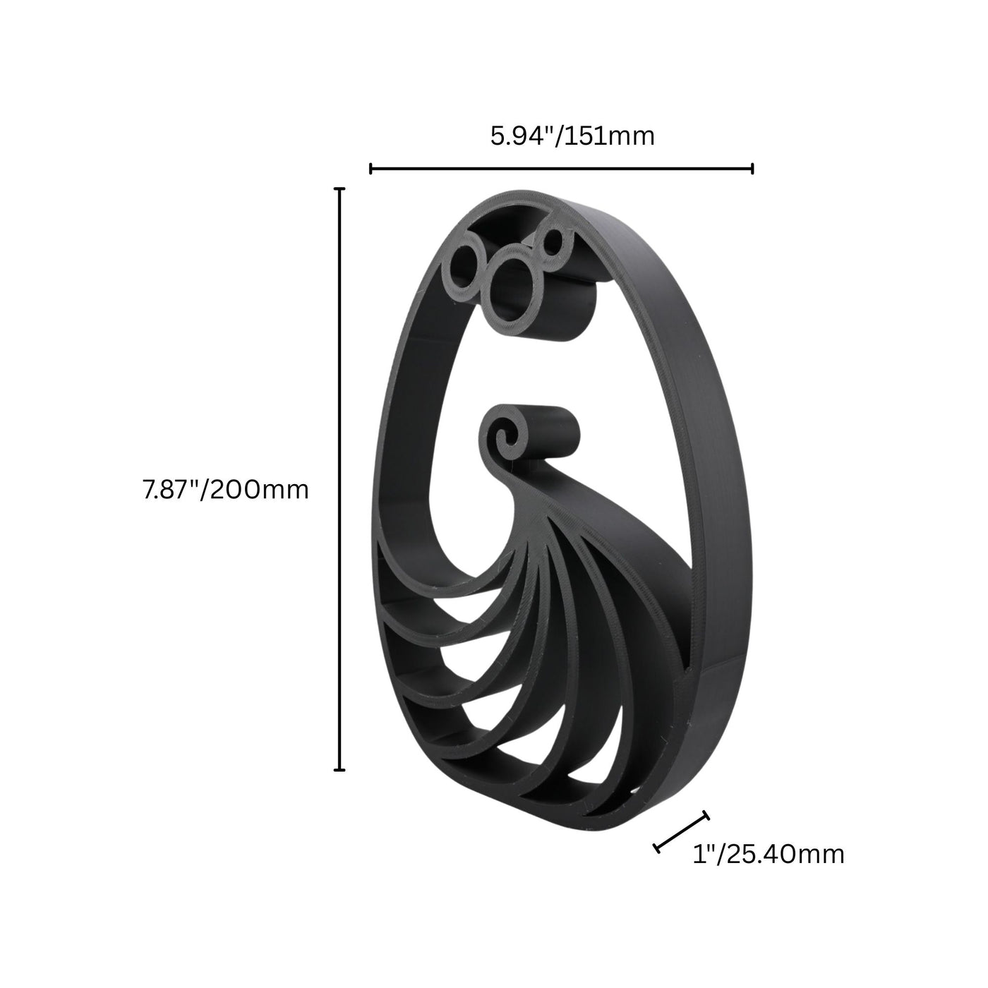 Elegant Twirl Elegant Outlines sculpture — dimension view