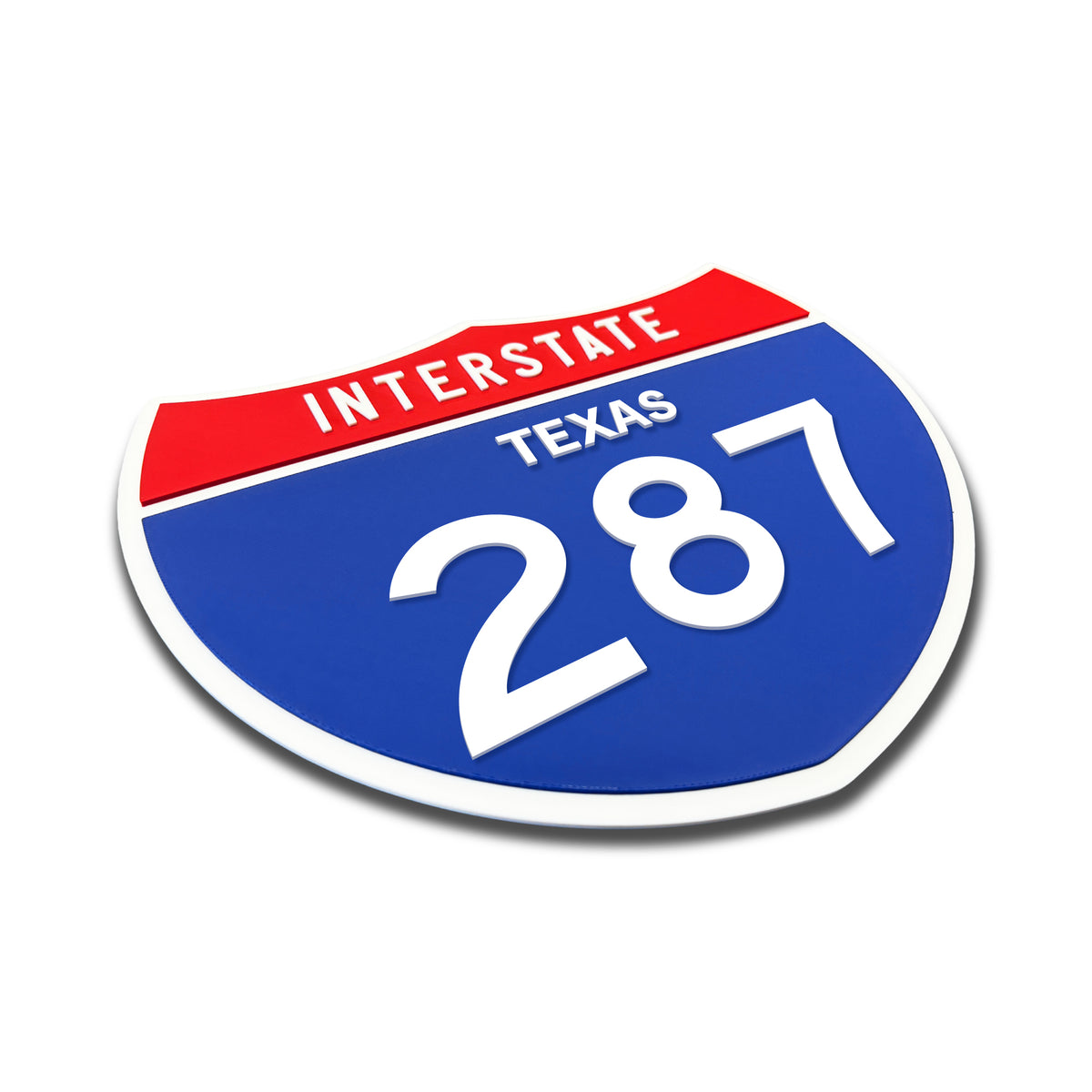 Interstate 287 Texas road sign replica three quarter view