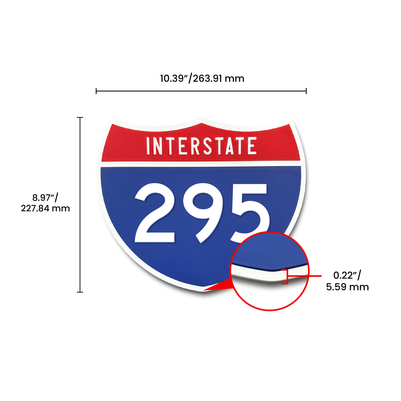 Interstate 295 Number Only road sign replica dimension view