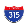 Interstate 315 Number Only road sign replica front view