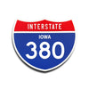 Interstate 380 Iowa road sign replica front view